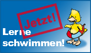 Ente Lerne schwimmen